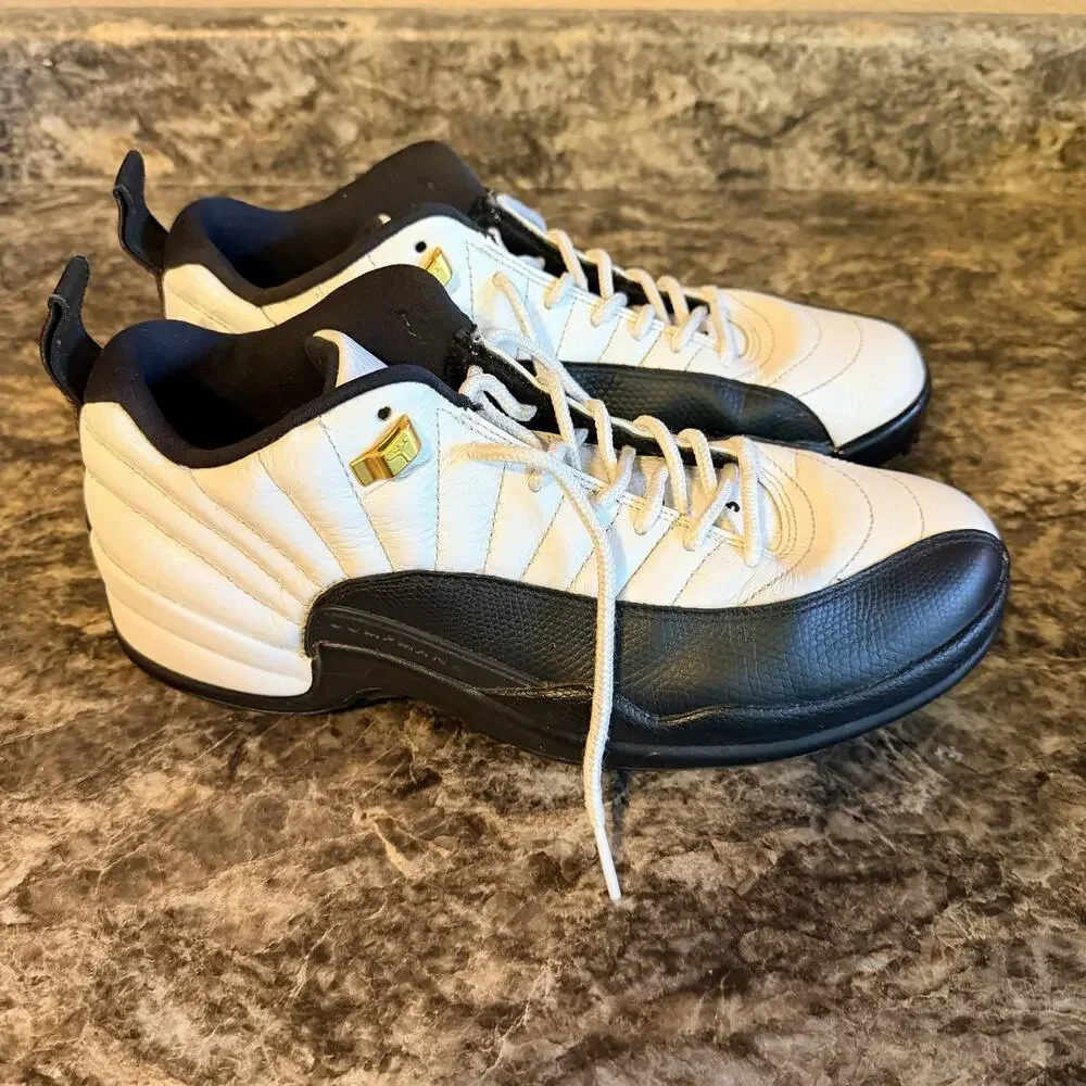 Size 10 - Jordan 12 Low Golf Taxi 2022 Black White Golf Shoes